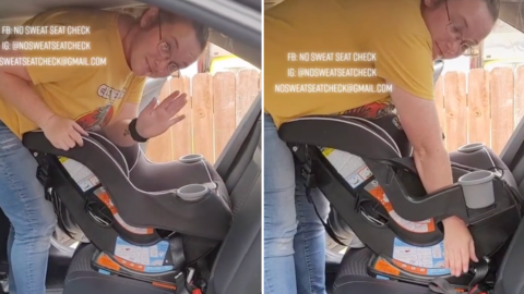 This Mom’s Car Seat Safety Hack Shows You How to Make the Seat as Tight as Possible 