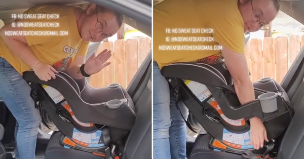 This Mom’s Car Seat Safety Hack Shows You How to Make the Seat as Tight as Possible 