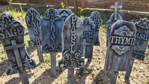 These Gravestone Herb Garden Markers Remind You to Keep Your Plants Alive