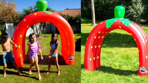 You Can Get A Giant Strawberry Tunnel Sprinkler That’s 6 Feet Tall and It Just Screams Summer