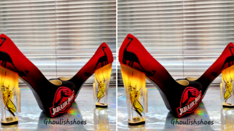 You Can Get Light-Up Jurassic Park Heels With the Famous Amber Mosquito Because Life Finds A Way