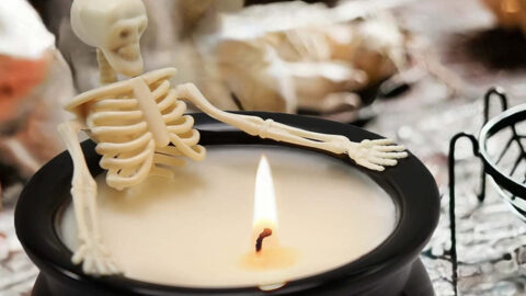 These Melting Skeleton Candles Make It Look Like the Skeletons Are Taking a Bath in Wax and They Are Adorable