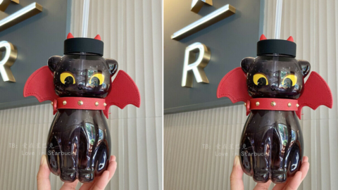 This Starbucks Halloween Tumbler Is Shaped Like a Black Cat Dressed in Bat Wings and I Want One for Spooky Season