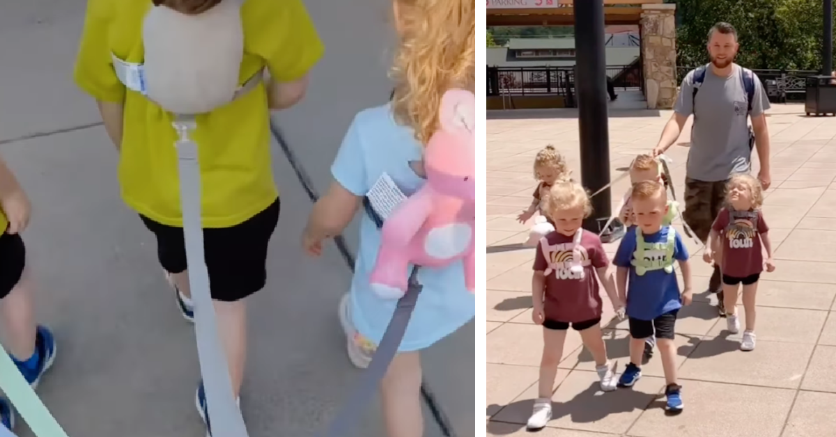This Father Of Quintuplets Is Getting Bullied Online For Leashing His 5 Children To Keep Them Safe