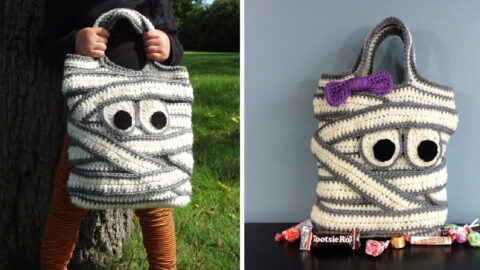 This Crocheted Mummy Trick-Or-Treat Bag Will Be Your Favorite Halloween Accessory