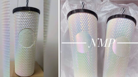 Starbucks Released A Black and White Studded Tumbler with A Matching Striped Straw and It Is Everything