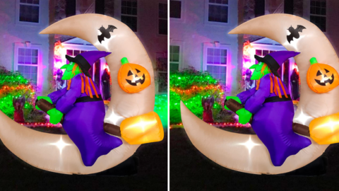 This 4 Foot Inflatable Witch Illuminates Your Front Yard With an Eerie Glow for Spooky Season