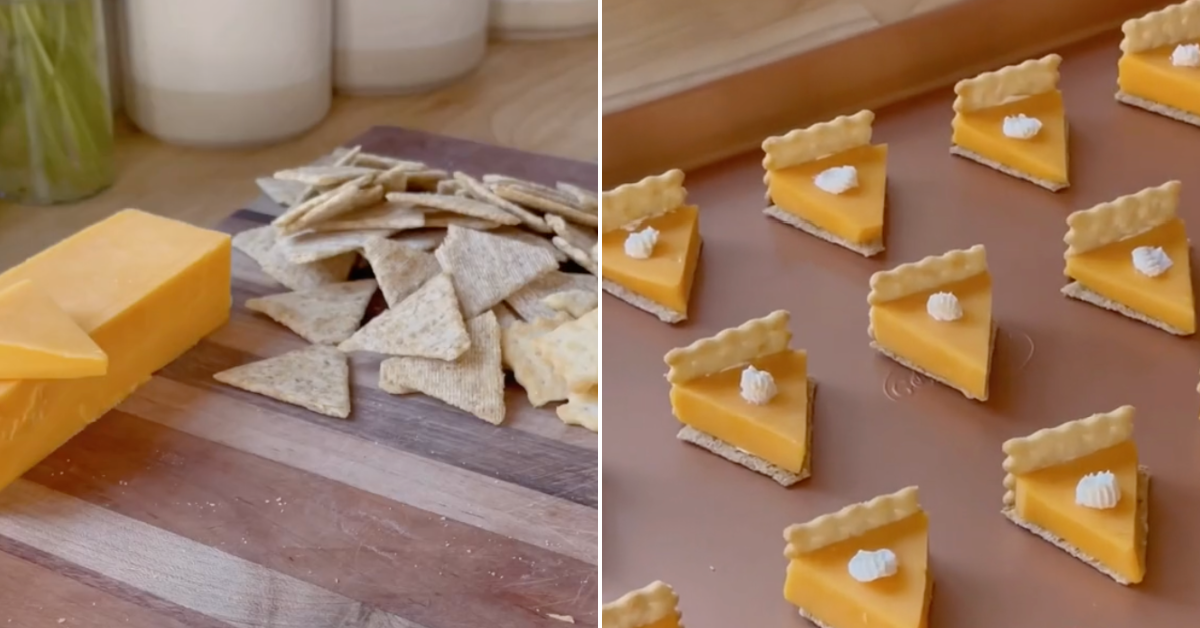 Here’s How You Can Make Mini Pumpkin Pies Out of Cheese and Crackers For The Cutest Thanksgiving Appetizer