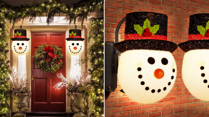 Amazon Is Selling a Holiday Light Cover That Turns Your Porch Lights Into Snowmen