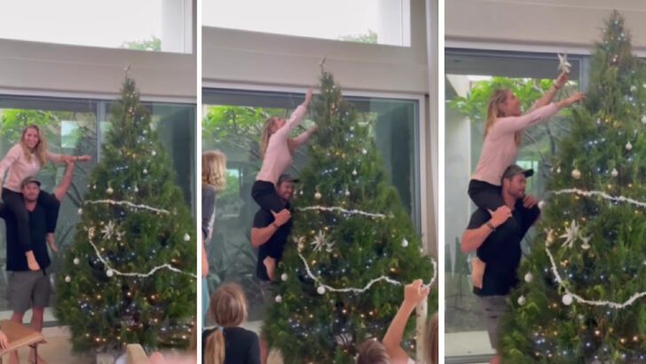 Chris Hemsworth Has A Unique Way Of Putting The Christmas Star On His Tree And We Love It