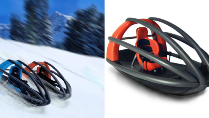 This Futuristic Caged Snow Sled Lets You Keep Sledding Even if It Tips Over