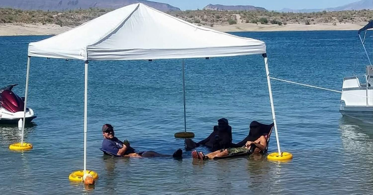 Goodbye, Sunburn. This Floating Canopy Kit Lets You Swim in the Water With Constant Shade