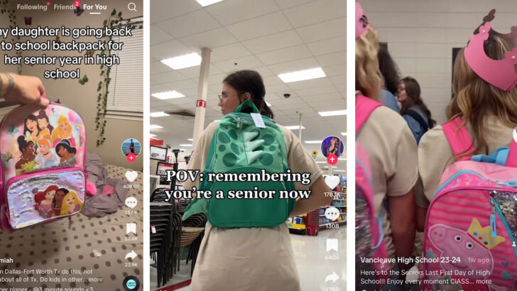 Seniors Are Wearing Kids’ Backpacks To School This Year For A New Trend and We Are Loving It
