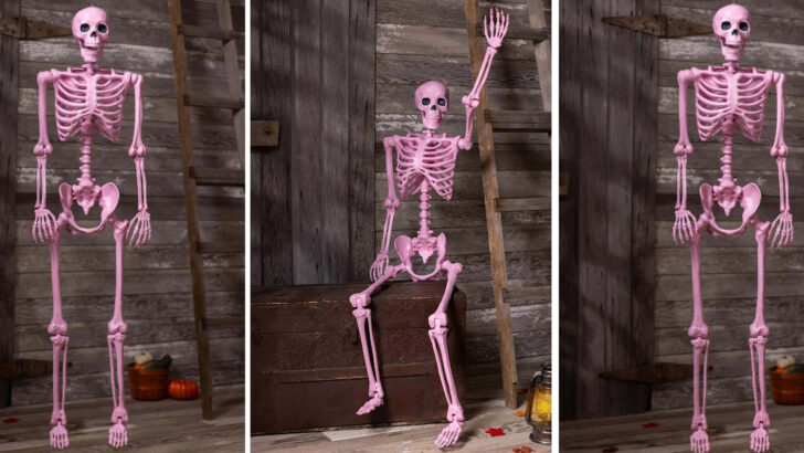 You Can Get A 5-Foot Tall Pink Skeleton For Halloween And It’s Absolutely Boo-tiful
