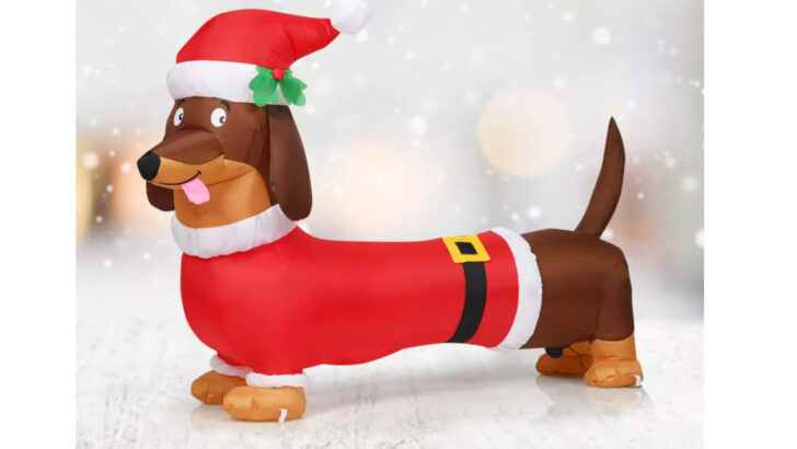 This Inflatable Christmas Dachshund Will Look So Cute In Your Yard This Holiday Season