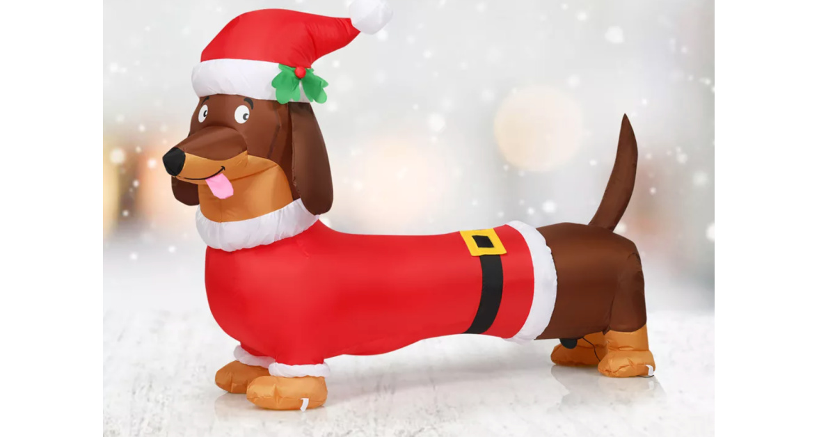 This Inflatable Christmas Dachshund Will Look So Cute In Your Yard This Holiday Season