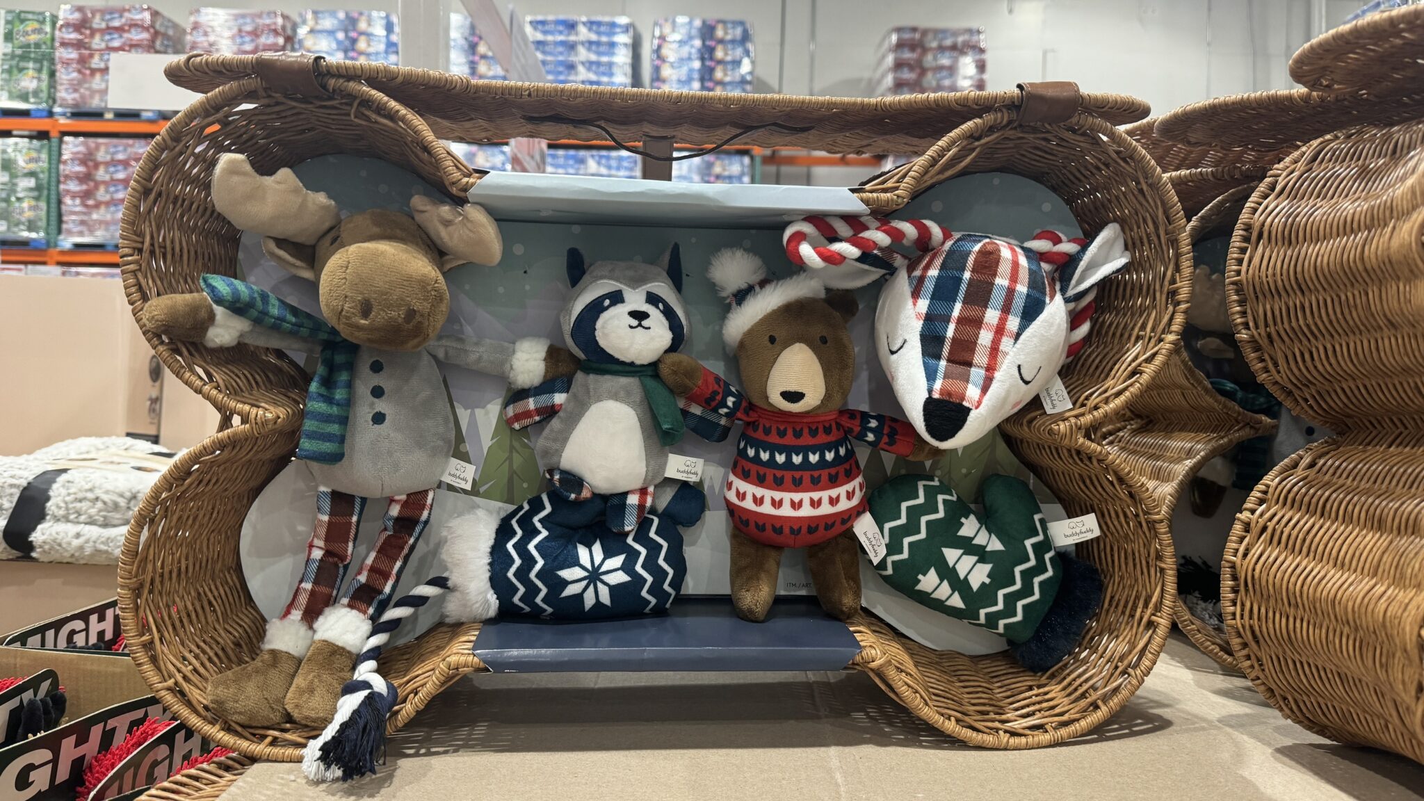 Costco Is Selling A Dog Holiday Gift Basket That Comes Filled with Christmas Toys