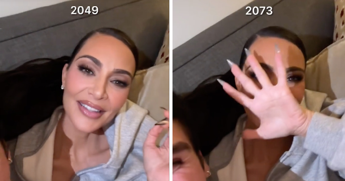 Kim Kardashian Panics When She Unknowingly Tries The Aging Filter On TikTok And People Have Thoughts