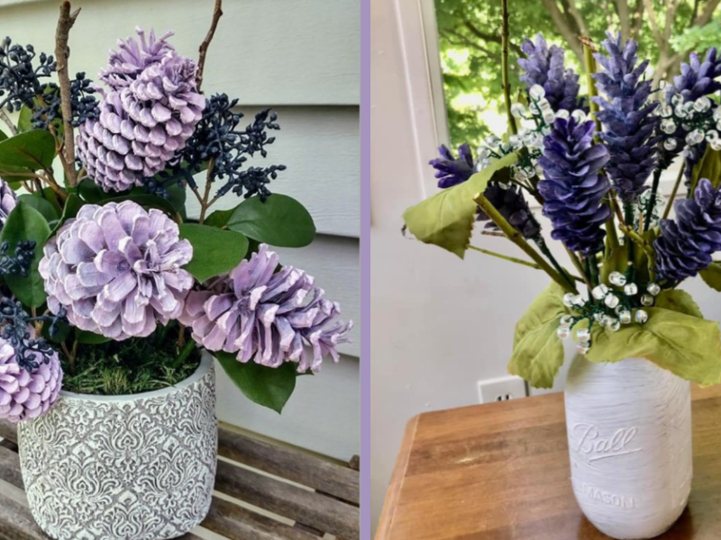 People Are Painting Pinecones to Look Like Lilacs And They Are Stunning