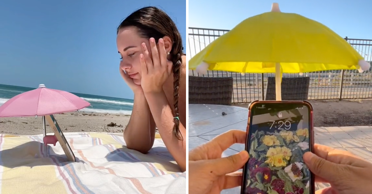 These Tiny Umbrellas Stick To The Back Of Your Phone To Shade Your Screen While in The Sun