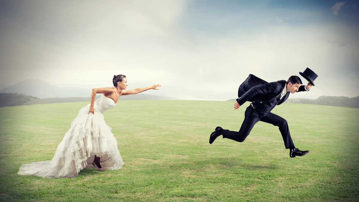 groom running away