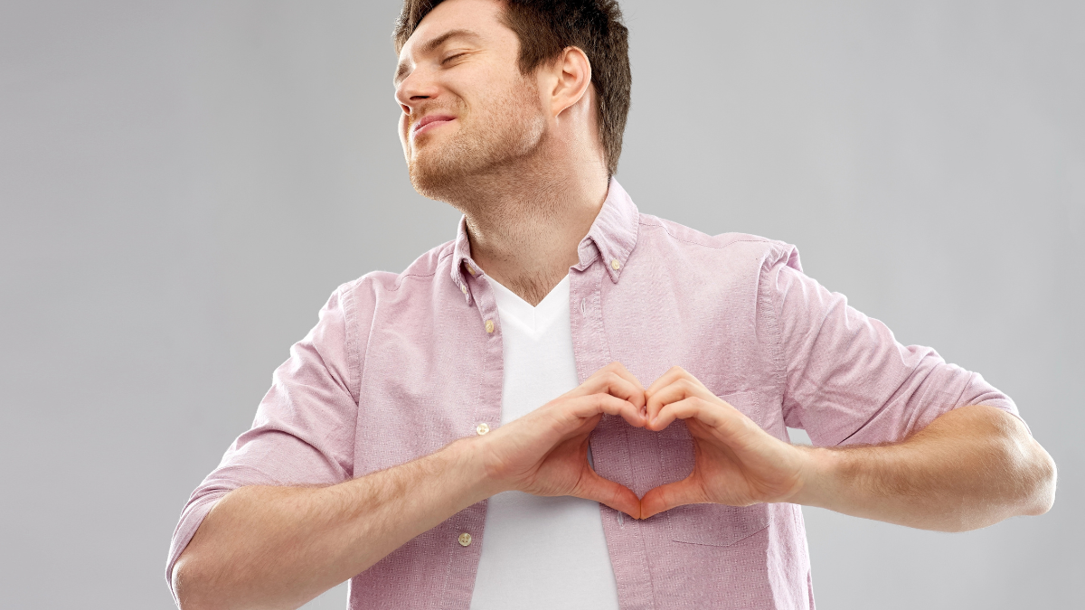 man making heart