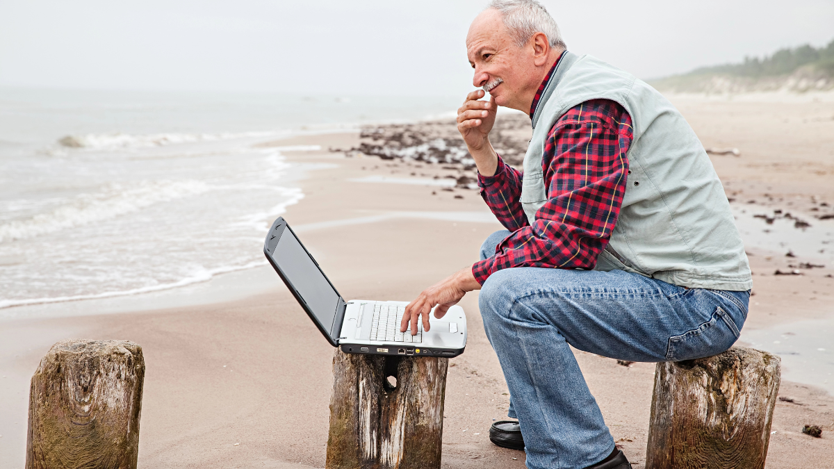 man on computer