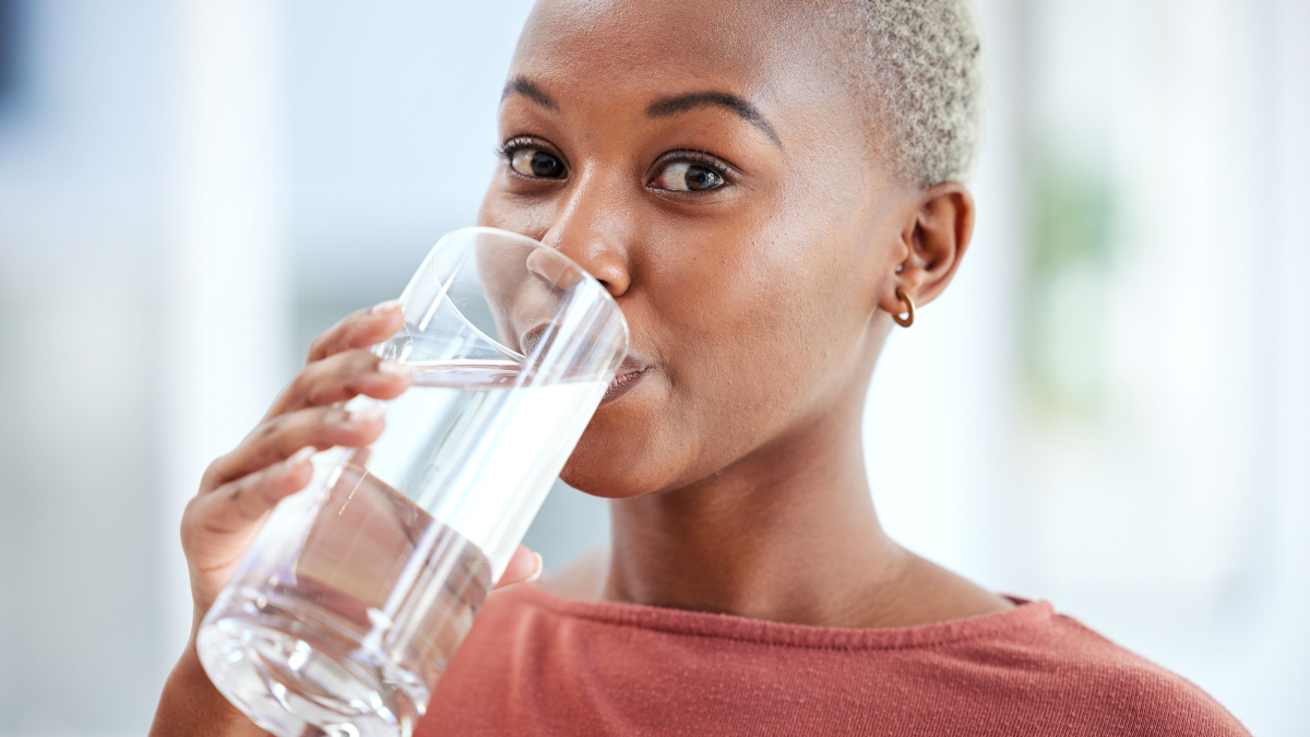 person drinking water