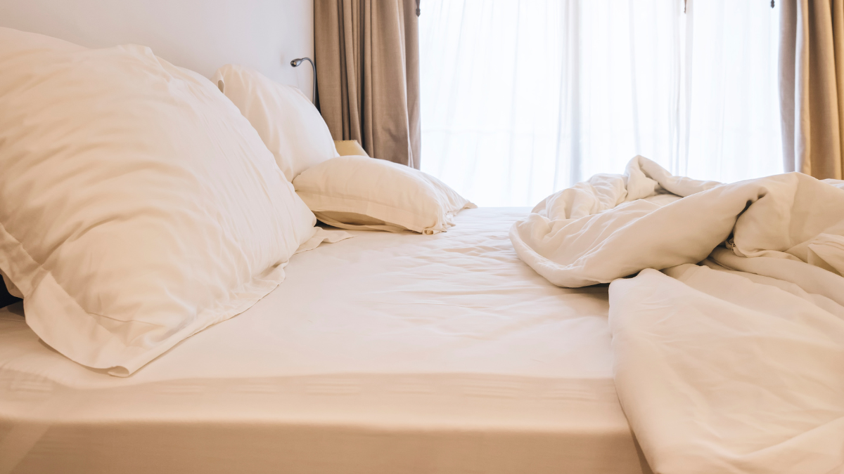unmade bed