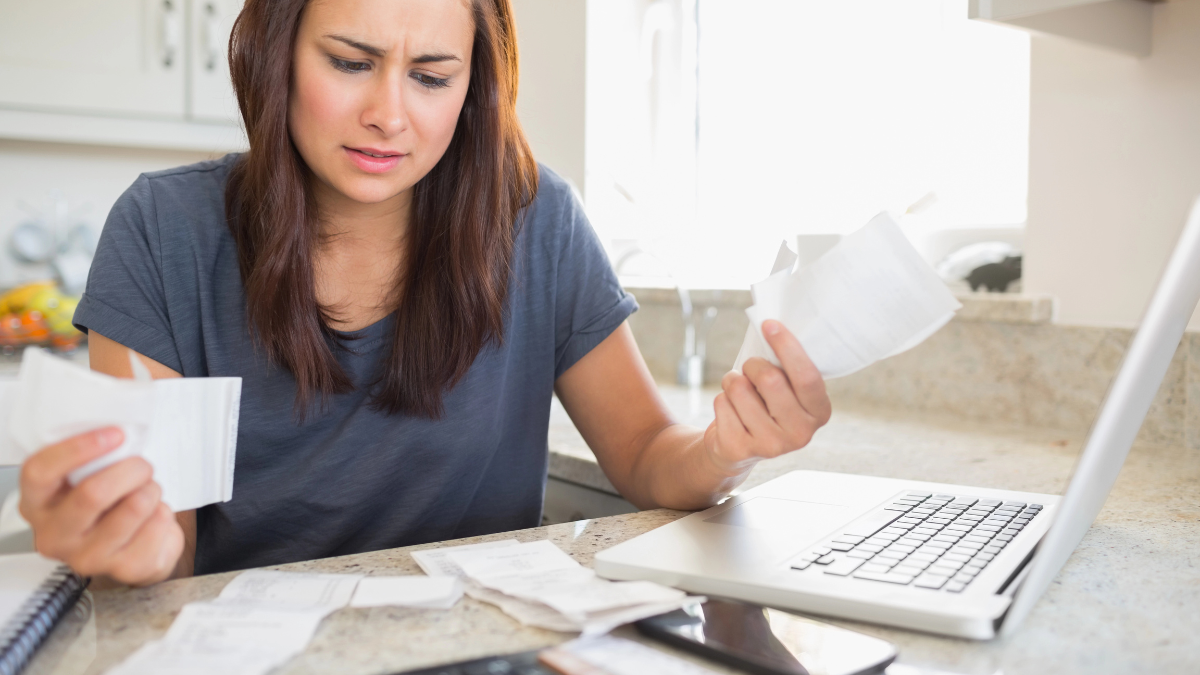 woman with bills