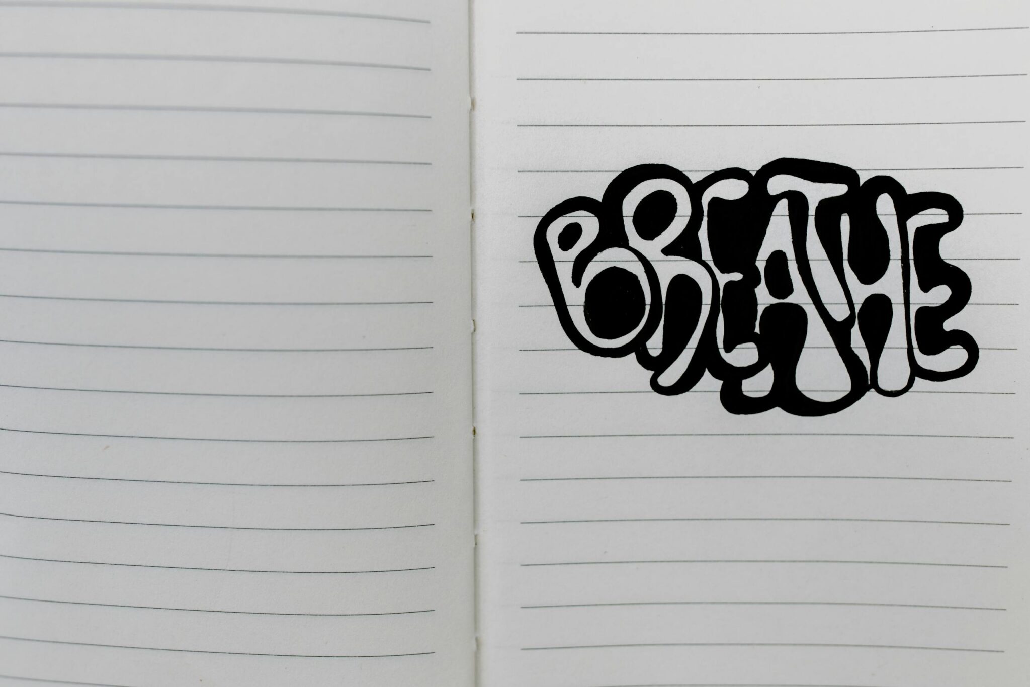 A Word Breath Written on a Notebook