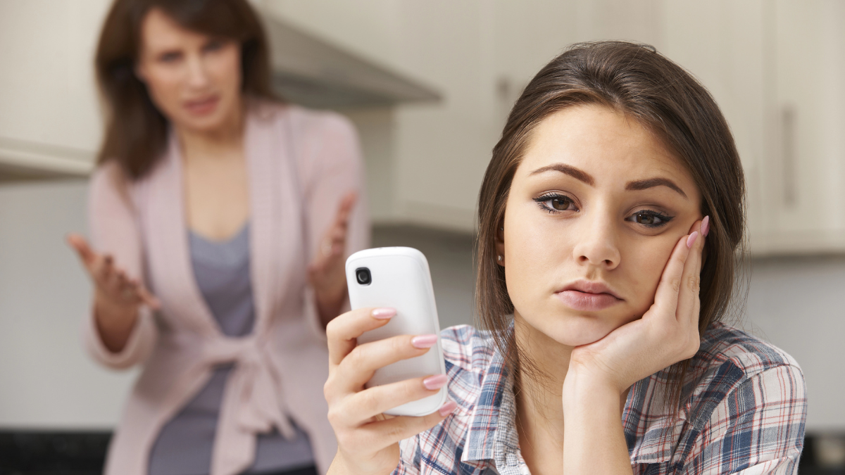 girl annoyed with mom
