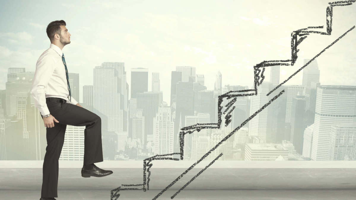 man climbing stairs