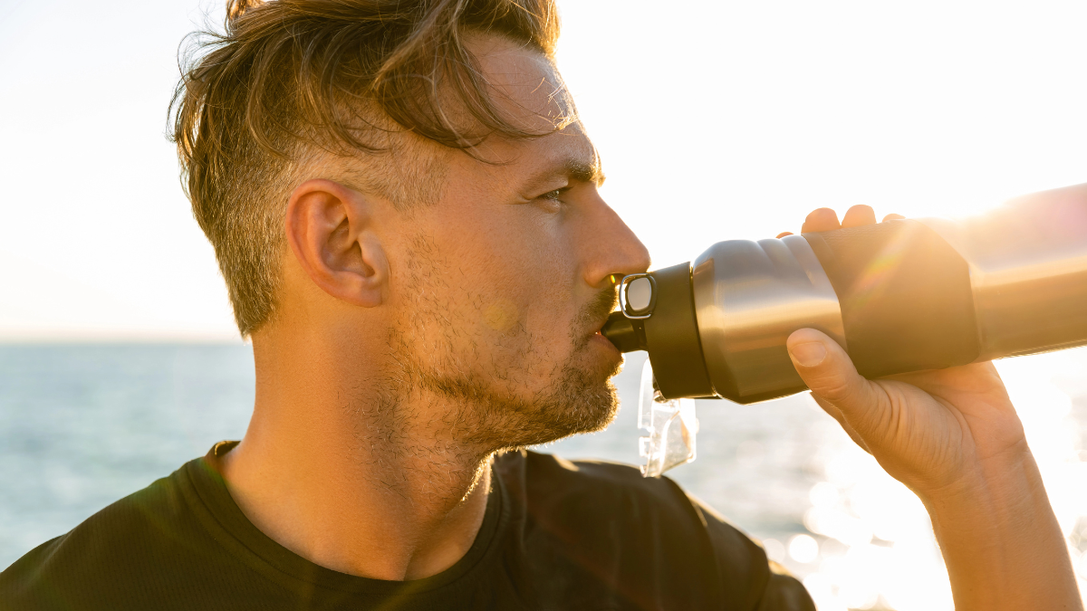 man drinking