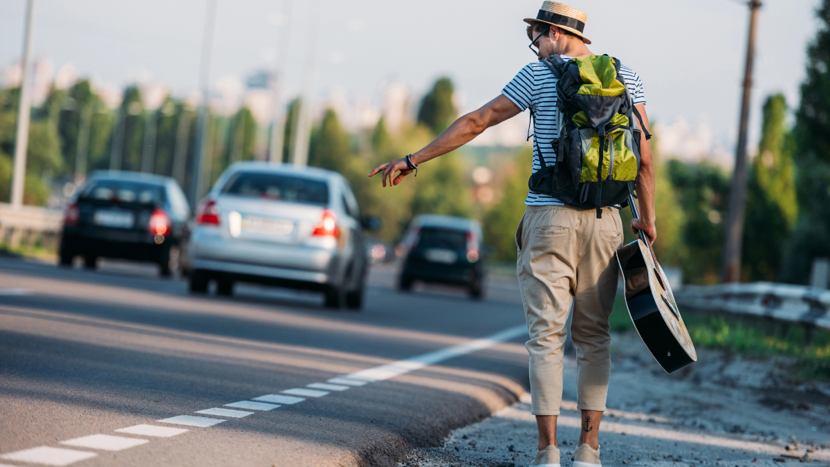 man hitchhiking