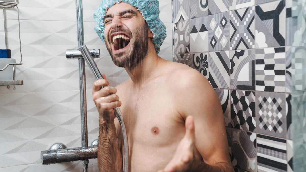 man in the shower