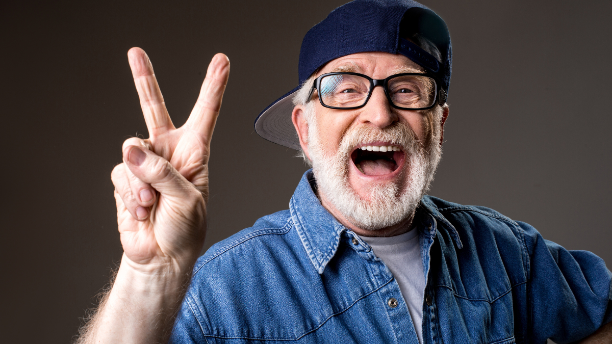 man making peace sign