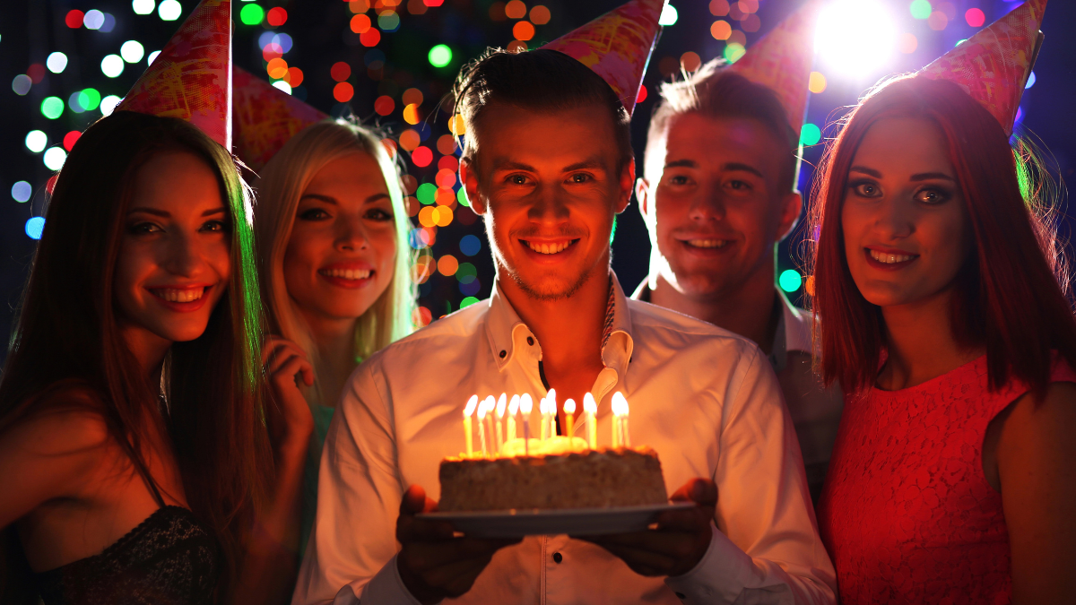man with cake