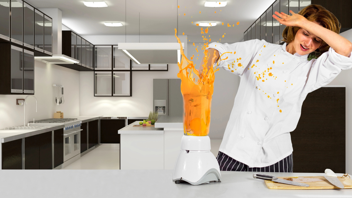 person using blender