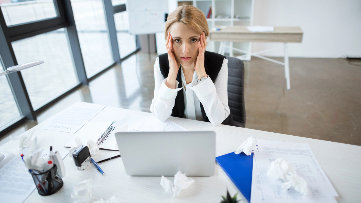 stressed woman at work