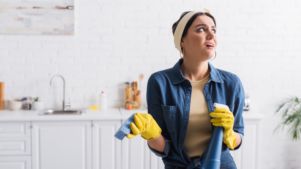 woman cleaning