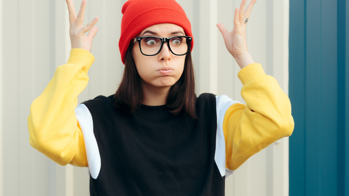 woman confused with glasses