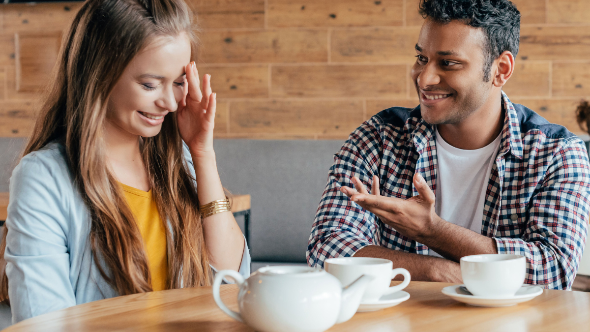 woman embarrassed on date