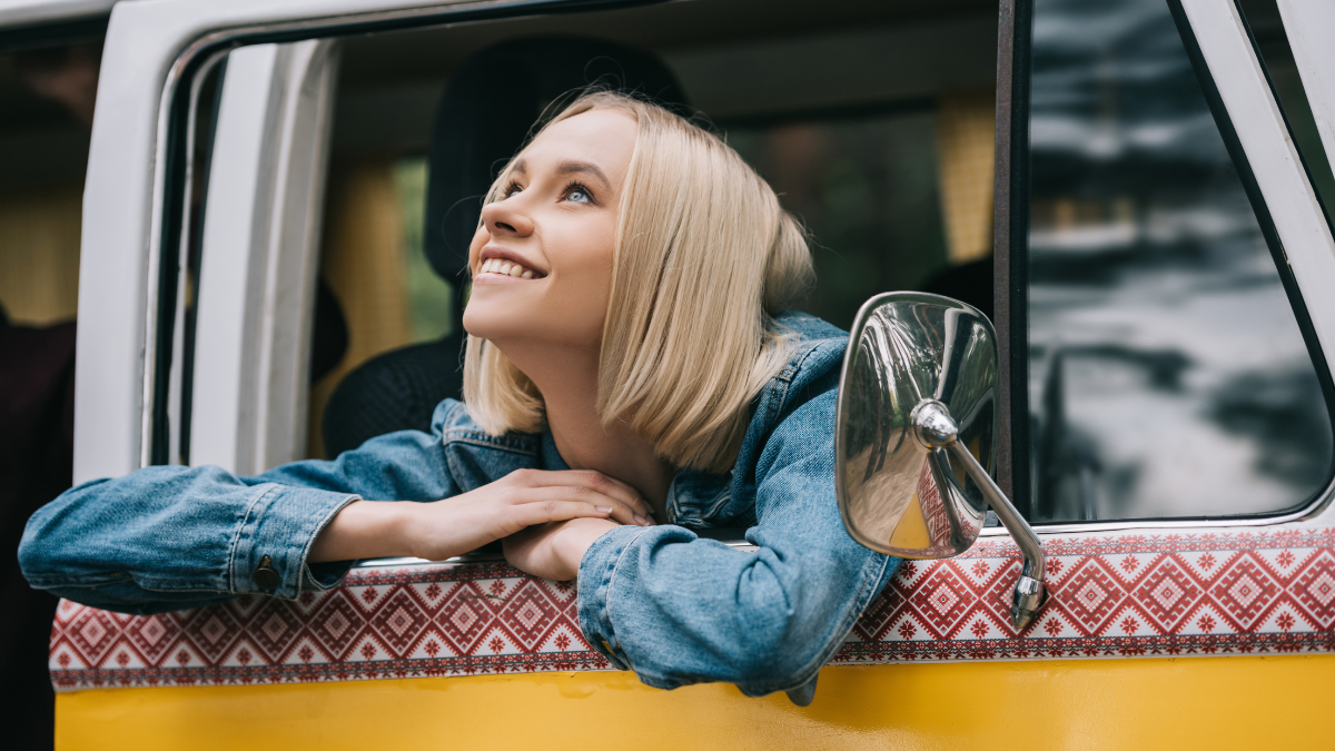 woman in a car