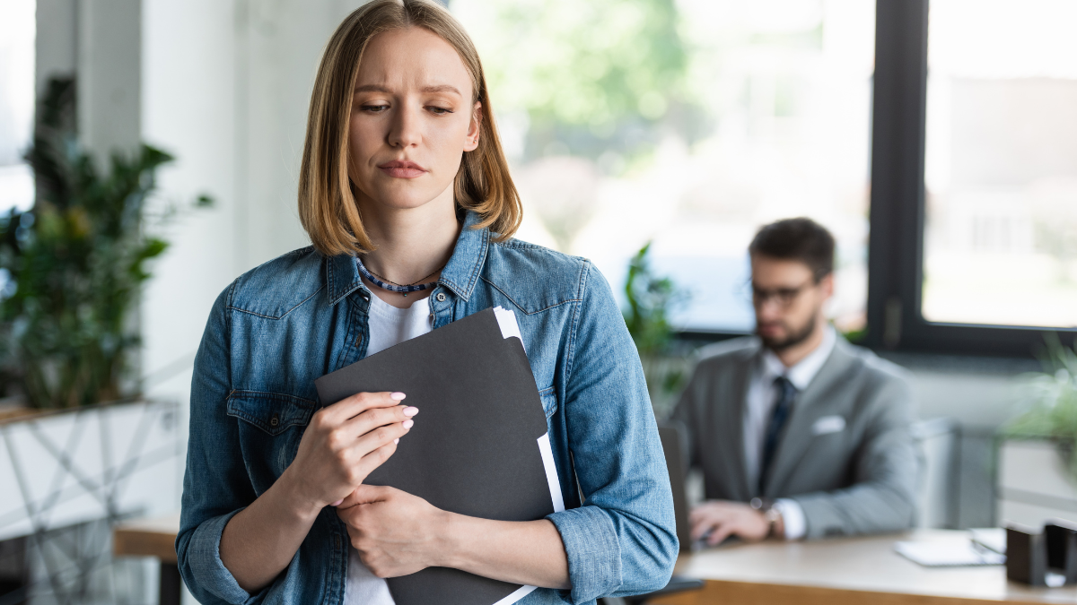 woman leaving job