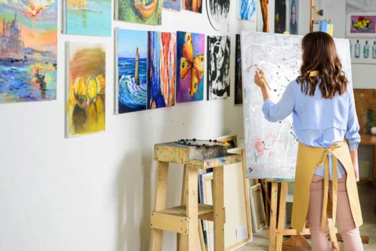 Woman Painting Left Handed