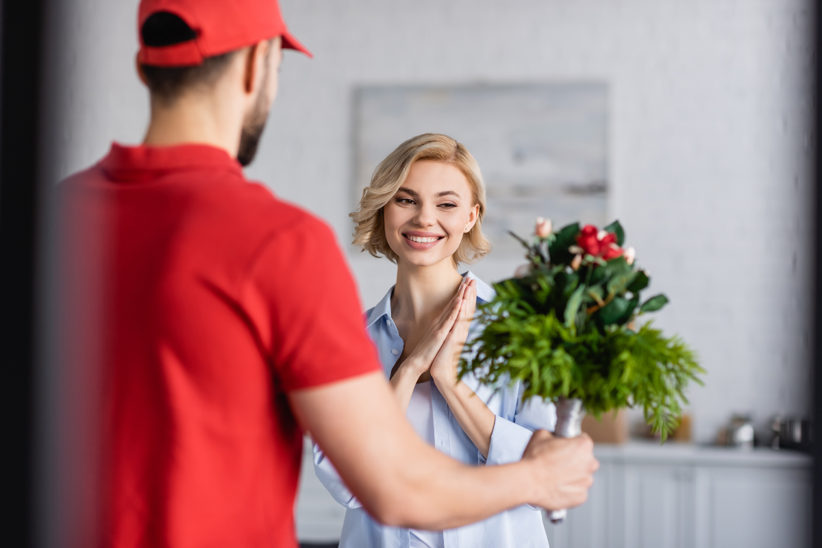 Woman Receiving Flowers