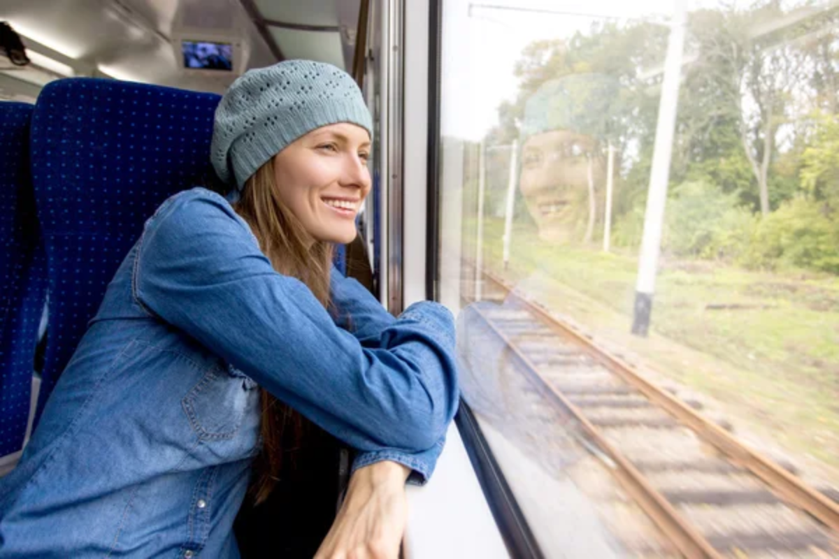 Woman Traveling Train
