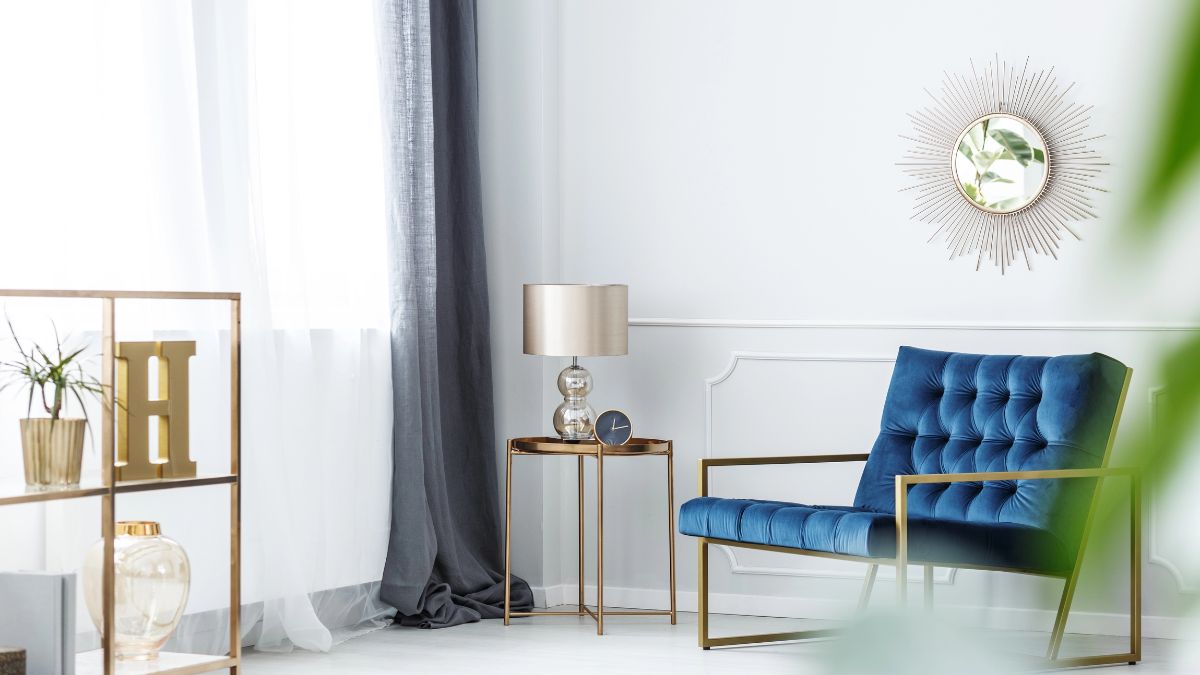 blue couch in living room