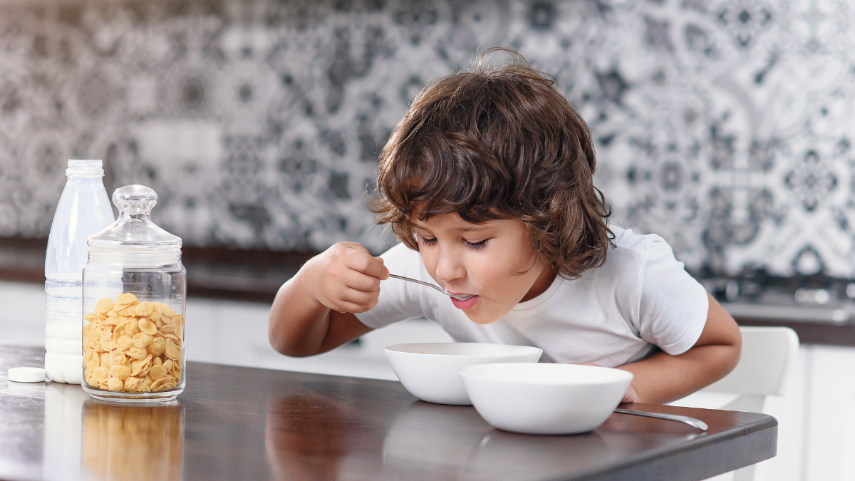 boy eating cereal